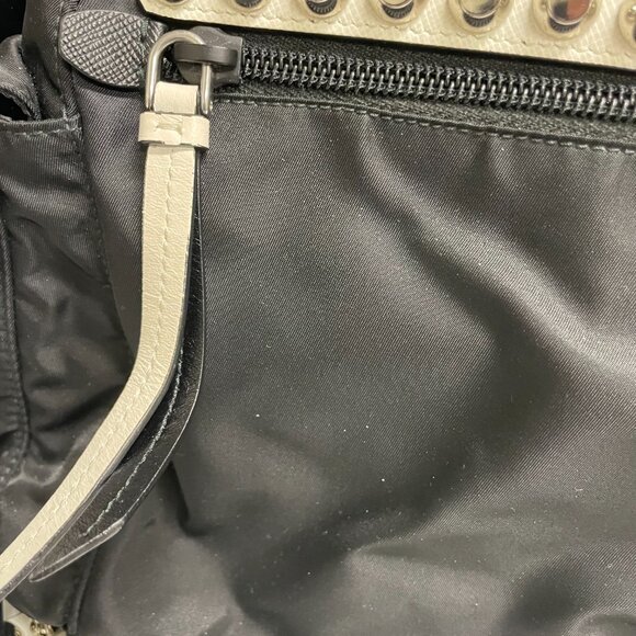 Prada Black and White Nylon & Leather Handbag w Studs Invoice included - Picture 8 of 10